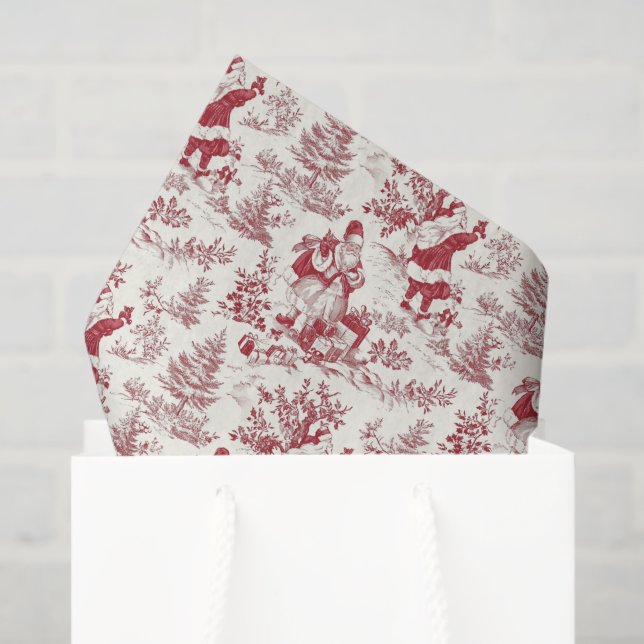 Papier Mousseline Toile Père Noël Red Christmas (Sac cadeau)