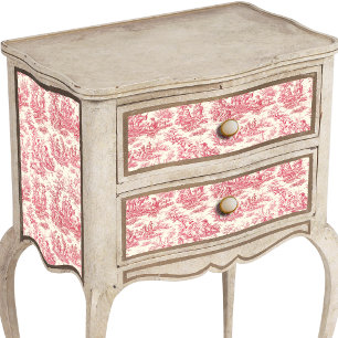 Papier Mousseline toile rouge vintage à fleurs de jouy