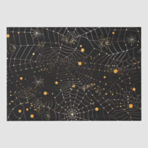 Papier Mousseline Toiles d'araignées et points Halloween noir modern