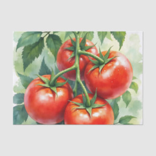 Papier Mousseline Tomate Mûre sur la Vigne Aquarelle Fraîche