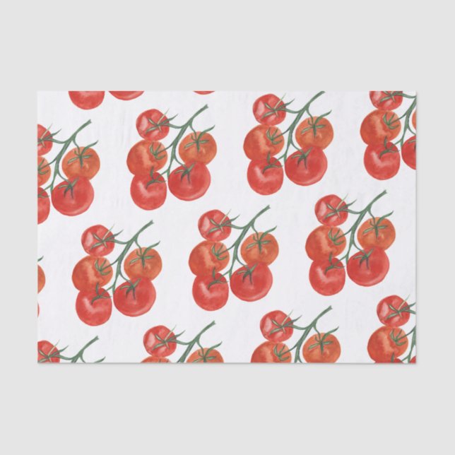 Papier Mousseline Tomates Aquarelle Blanc Cadeau (Recto)
