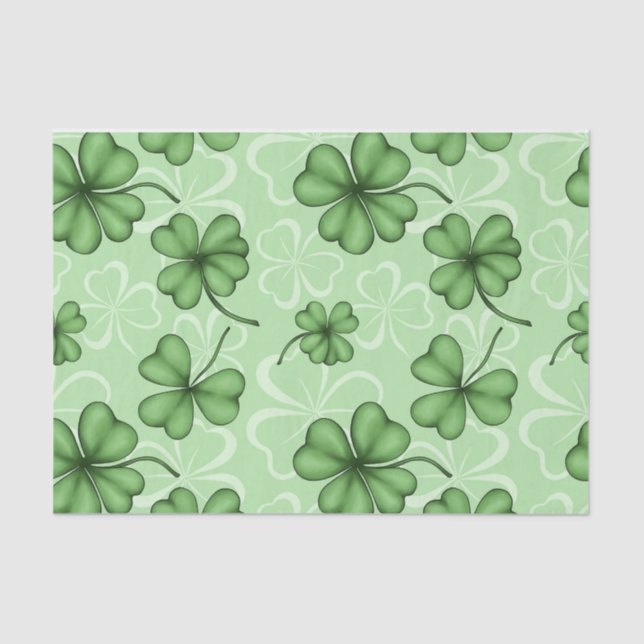 PAPIER MOUSSELINE TONS DE SHAMROCKS IRLANDAIS VERTS (Recto)