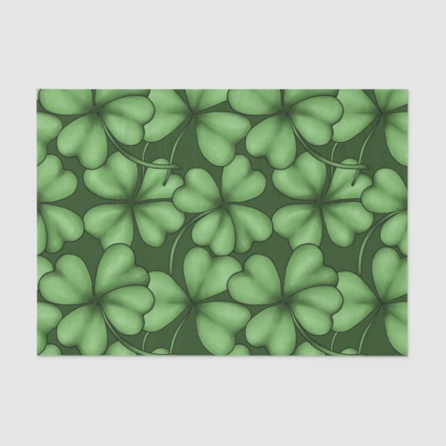 PAPIER MOUSSELINE TONS DE SHAMROCKS IRLANDAIS VERTS (Recto)