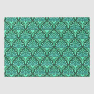 Papier Mousseline Tons vert menthe motif géométrique Art Nouveau