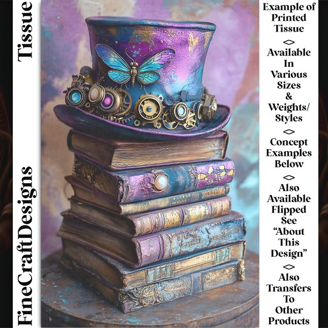 Papier Mousseline Top Hat et livres d'antiquités de Victoria CZ5R Dé (Créateur téléchargé)