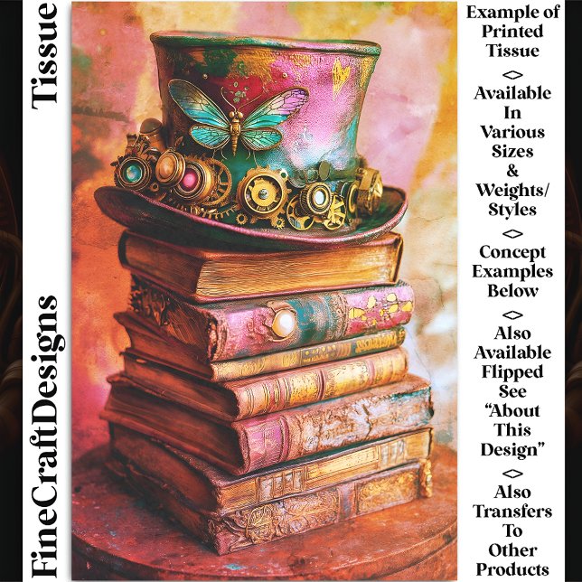 Papier Mousseline Top Hat et livres d'antiquités de Victoria CZ6R Dé (Créateur téléchargé)