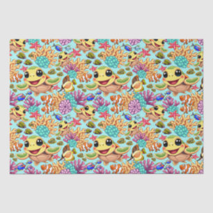 Papier Mousseline Tortue de mer Bébé joyeux et joli caractère Bumper