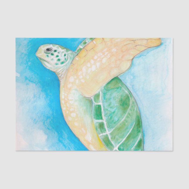Papier Mousseline Tortue de mer verte (Recto)