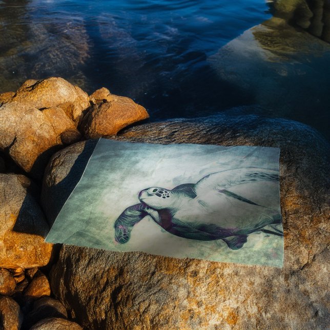 Papier Mousseline Tortue de mer verte | Papier Tissu personnalisé (Créateur téléchargé)