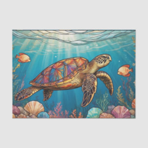 Papier Mousseline Tortue de verre, Poisson, Corail, Océan