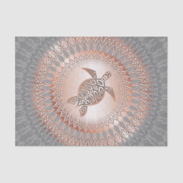 Papier Mousseline Tortue Gris Or rose Et Mandala (Recto)