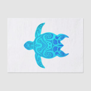 Papier Mousseline Tortue tribale bleue