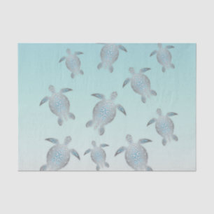 Papier Mousseline Tortues Argentées Style Plage