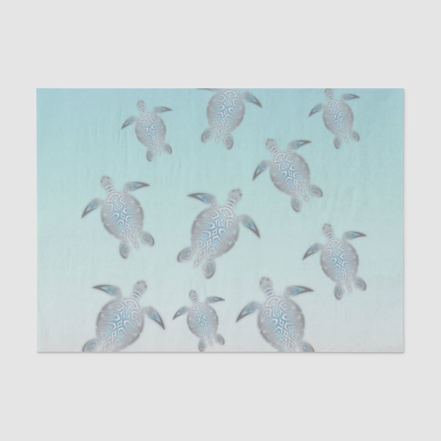 Papier Mousseline Tortues Argentées Style Plage (Recto)