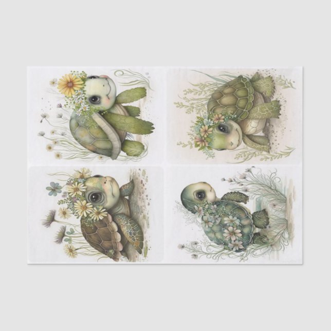 Papier Mousseline Tortues de bébé (Recto)