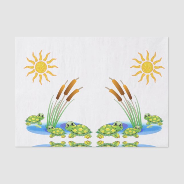 Papier Mousseline Tortues en papier de tissu décoratif (Recto)