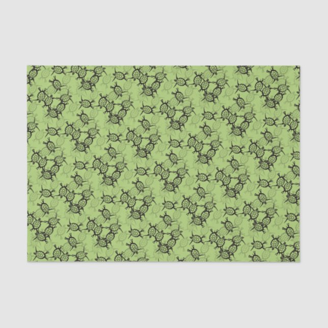 Papier Mousseline Tortues marines sur vert (Recto)