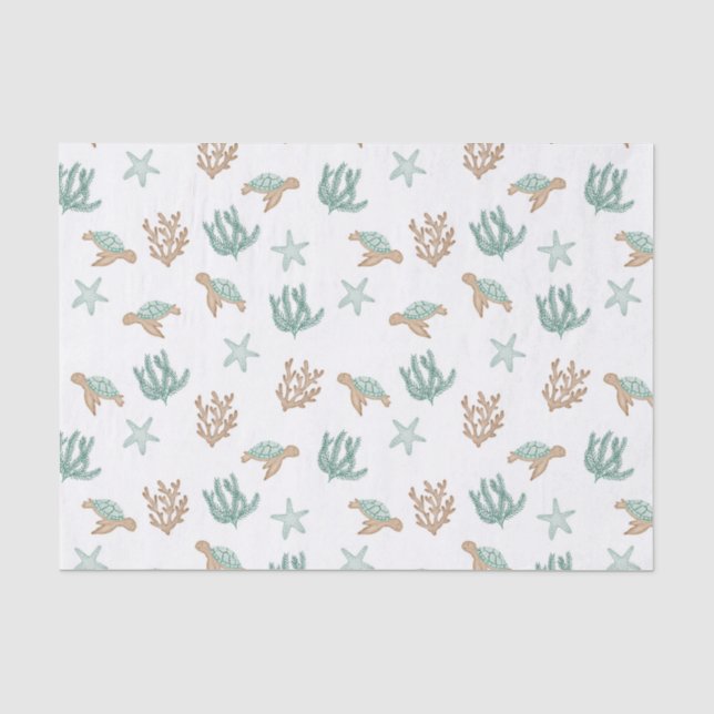 Papier Mousseline Tortues Nageant   (Recto)