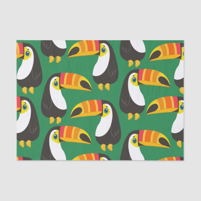 Papier Mousseline Toucan Bird Orange Beak naturel vert animal (Recto)