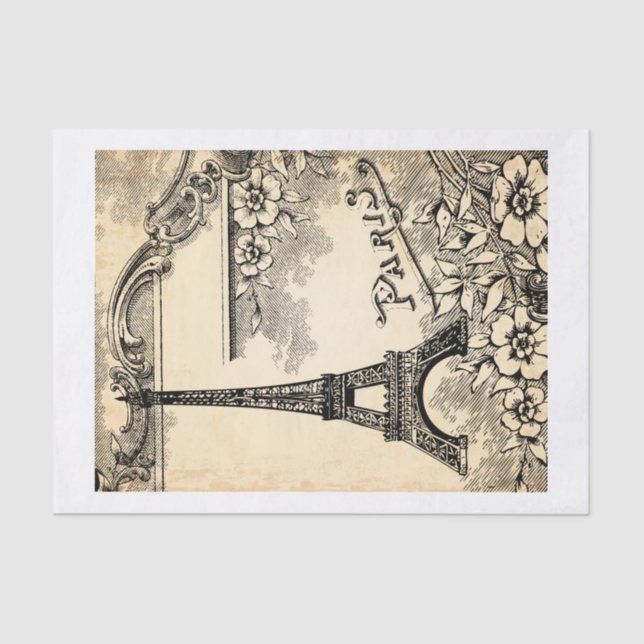 Papier Mousseline Tour Eiffel et le mot "Paris" Imprimer (Recto)