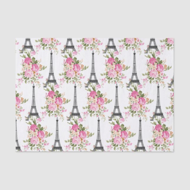 Papier Mousseline Tour Eiffel floral (Recto)