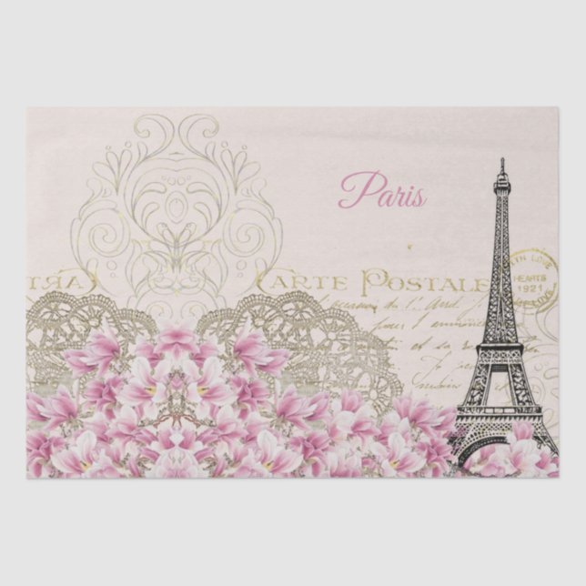 Papier Mousseline Tour Eiffel, Paris Magnolia Rose (Recto)