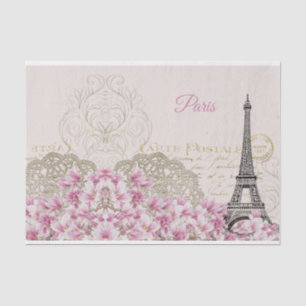 Papier Mousseline Tour Eiffel, Paris Pink Magnolia Papier Tissu