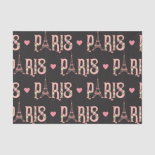 Papier Mousseline Tour Eiffel rose Paris Fleurs Capitale Française