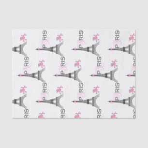 Papier Mousseline Tour Eiffel Ruban Rose Paris France Caniche Chic