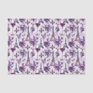 Papier Mousseline Tour Eiffel & Vin Aquarelle Papier Tissu