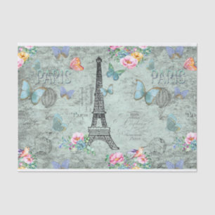 Papier Mousseline Tour-Fleur-Floral-Cru-Roses de Paris-Eiffel