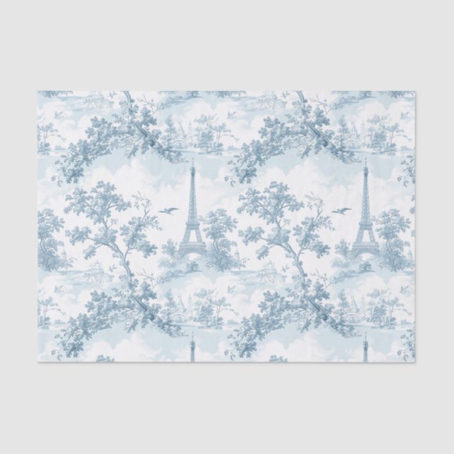 Papier Mousseline Tour Toile de Jouy Eiffel Chinoiserie parisienne (Recto)