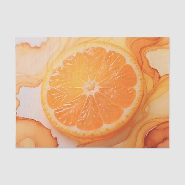 Papier Mousseline Tourbillon Citron Tranche d'Orange (Recto)