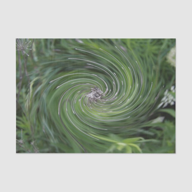 Papier Mousseline Tourbillon Floral Vert Chartreuse Rétro Abstrait (Recto)