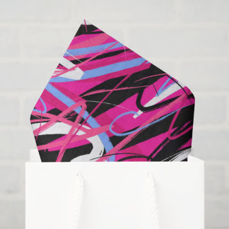 Papier Mousseline Tourbillons Abstraits en Rose et Noir