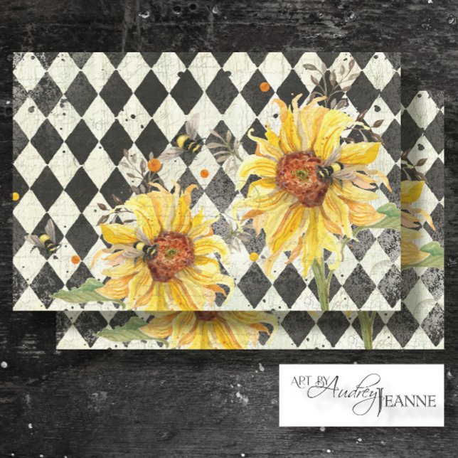 Papier Mousseline Tournesol avec abeilles Ephémère noire Découpage d (Créateur téléchargé)