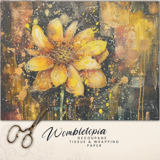 Papier Mousseline Tournesol de Grunge rustique Abstrait Découpage fl (Créateur téléchargé)