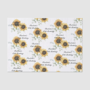 Papier Mousseline Tournesol floral Eucalyptus 60e anniversaire Perso