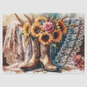 Papier Mousseline Tournesol Rustique, Dentelle de bottes de cowboy 2