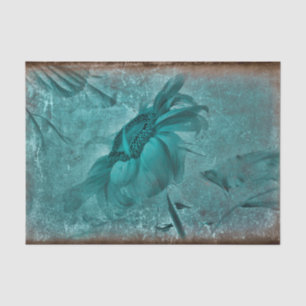Papier Mousseline Tournesol sarcelle marron vintage antique grunge