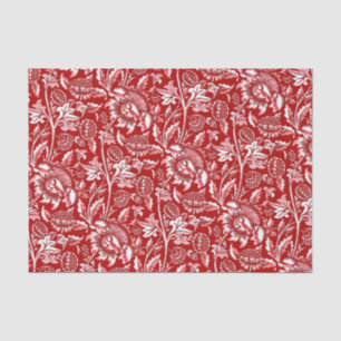Papier Mousseline Tournesols de William Morris, rouge-foncé et blanc