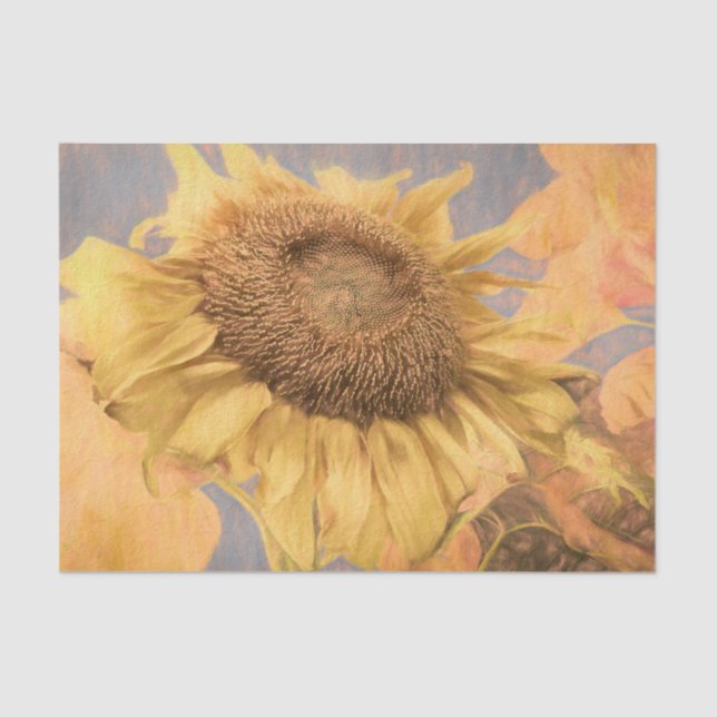Papier Mousseline Tournesols géants Pays Découpage gris jaune Art (Recto)
