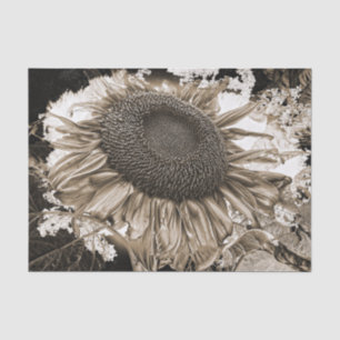 Papier Mousseline Tournesols géants Tons sépia Rustique Vintage