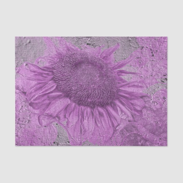 Papier Mousseline Tournesols géants Vintage Gris pourpre Texture (Recto)