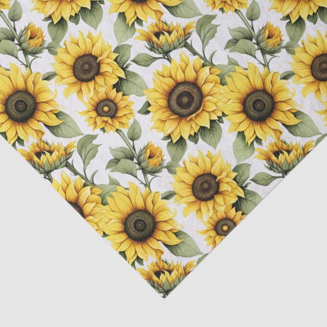Papier Mousseline Tournesols Jaune Soleil (Détail)