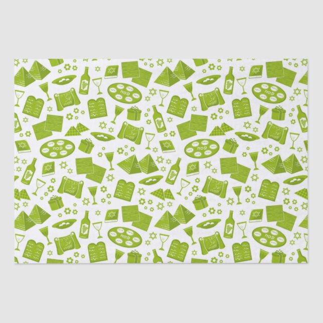 Papier Mousseline Tous Les Symboles Pour Pâques En Vert (Recto)