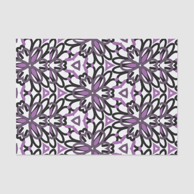 Papier Mousseline Toute occasion de design géométrique violet et gri (Recto)