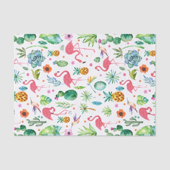 Papier Mousseline Toutes les choses Tropical & Flamants roses roses  (Recto)
