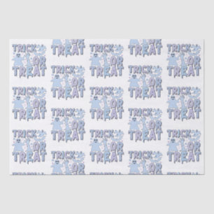Papier Mousseline Trace ou traiter les fantômes mignons Halloween bl