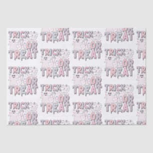 Papier Mousseline Trace ou traiter les fantômes mignons Halloween bl